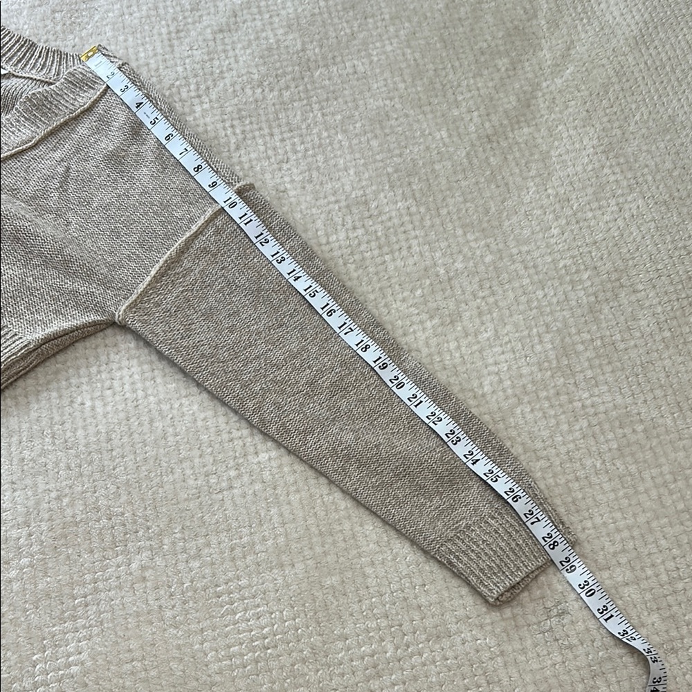 Garage Tan Cropped Cardigan Sweater V-Neck - Picture 5 of 6